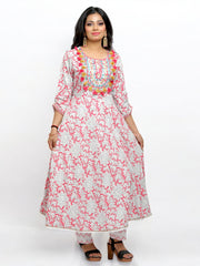 Jiarah Anarkali Cotton Kurta Palazzo Set with Dupatta - Design