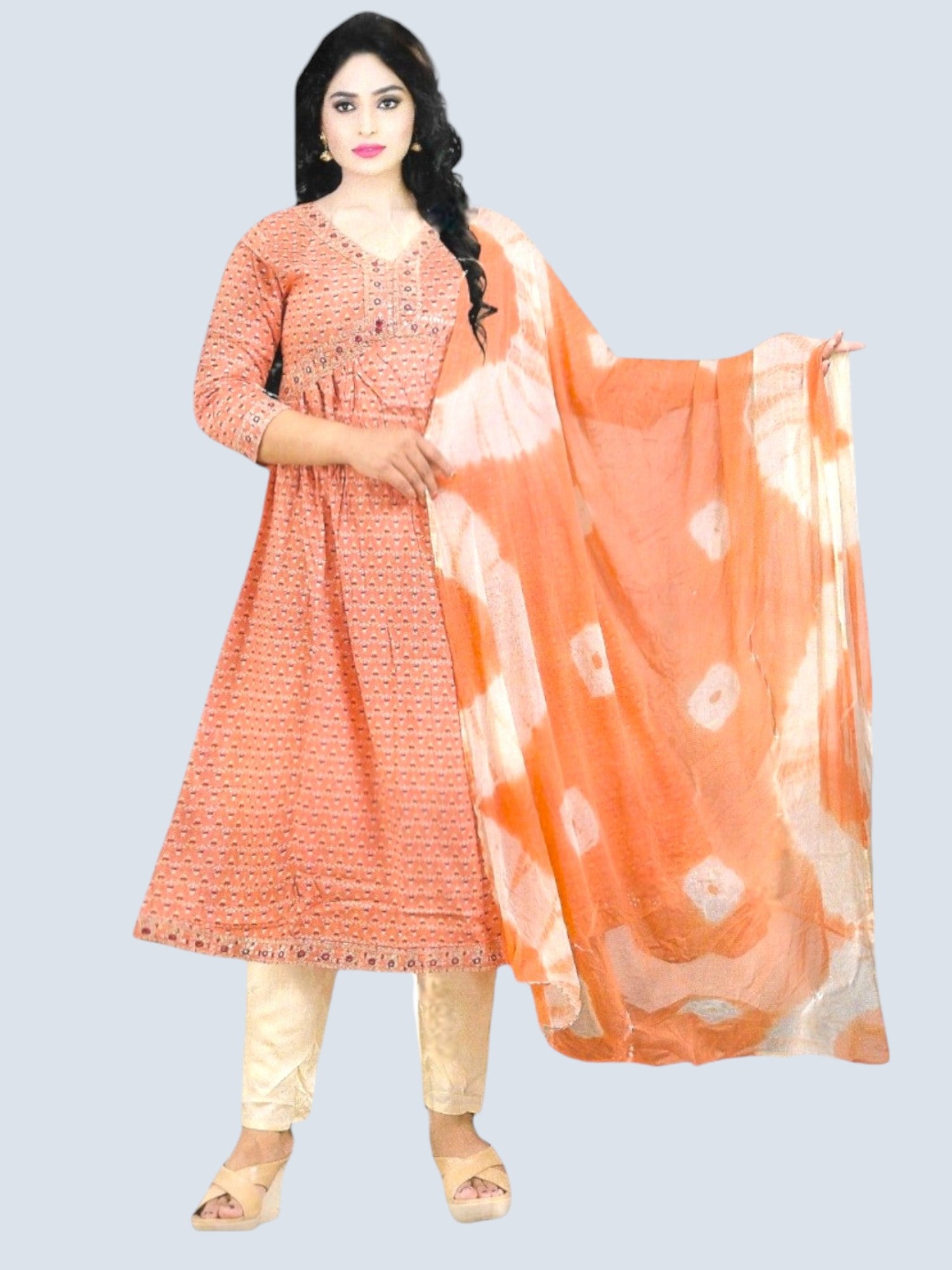 Jiarah Ekat Print Cotton Kurta Palazzo Set with Dupatta