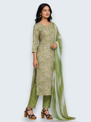 Jiarah Handwork Muslin Cotton Kurta Pant Set with Dupatta