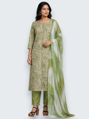 Jiarah Handwork Muslin Cotton Kurta Pant Set with Dupatta