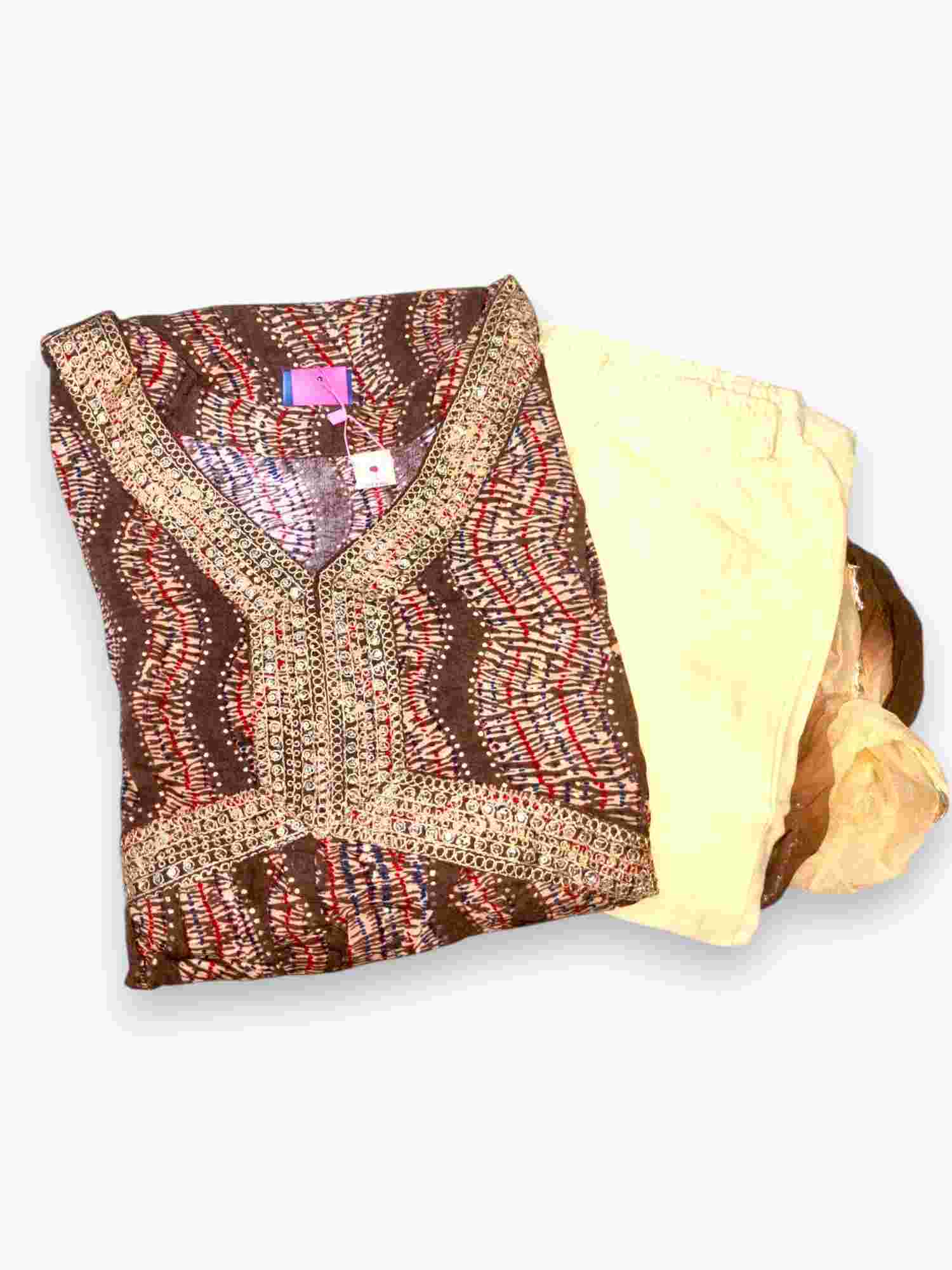 Jiarah Leheriya Foil Printed Sequins Work 
