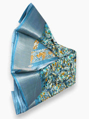 Jiarah Dola Silk With Zari Border Floral Print Saree Jiarah