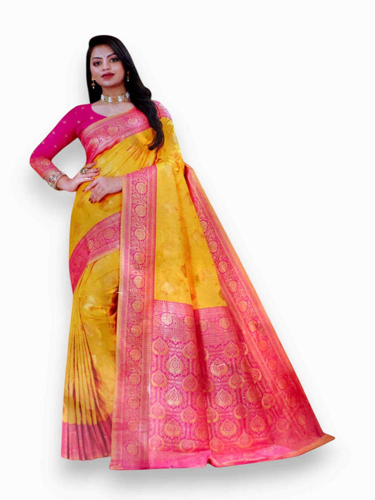 Jiarah Motif Banarasi Woven Zari Saree