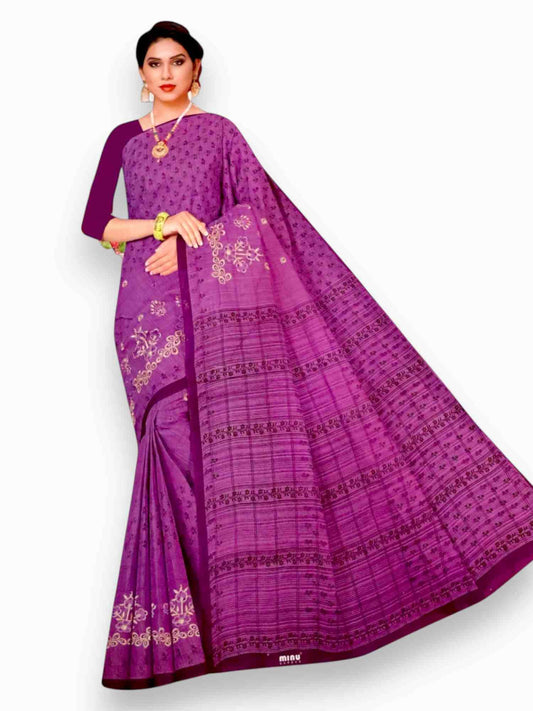 Jiarah Pure Cotton Buti Embroidery Saree