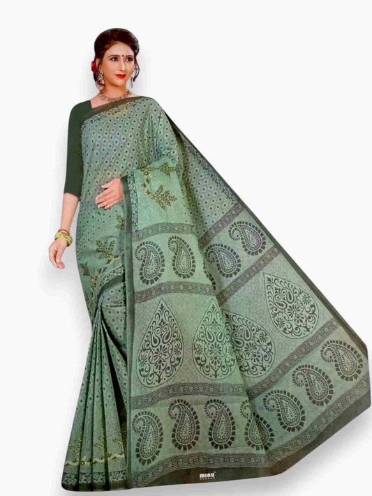 Jiarah Pure Cotton Floral Embroidery Saree
