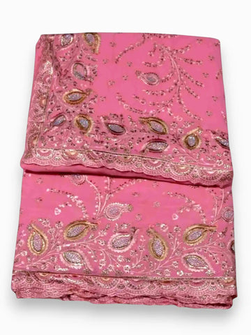 Jiarah Bridal Embroidery Thread Chiffon Saree