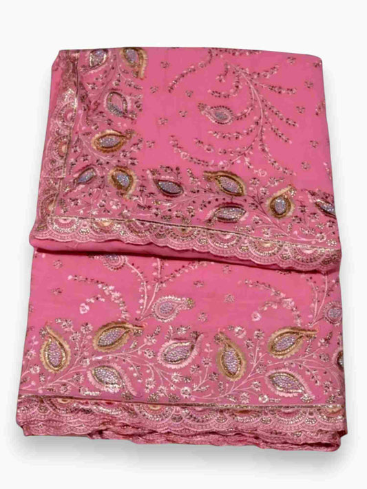 Jiarah Bridal Embroidery Thread Chiffon Saree