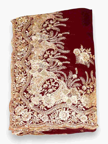Jiarah Floral Embroidery Thread Work Georgette Bridal Saree