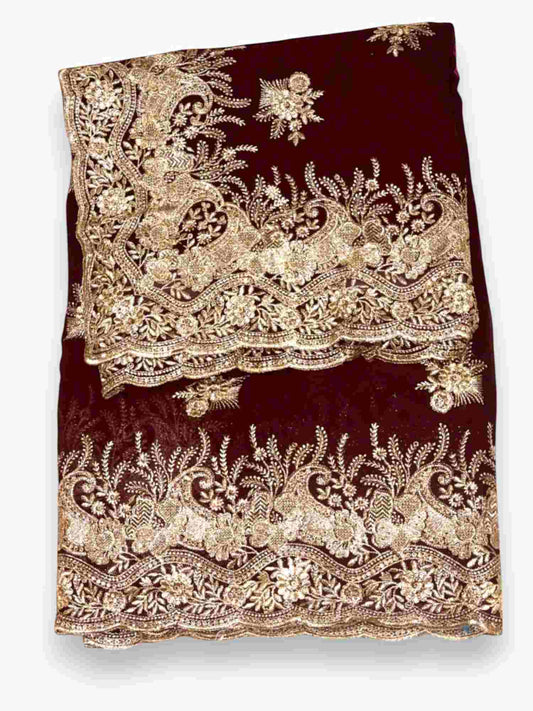 Jiarah Floral Embroidery Thread Work Georgette Bridal Saree