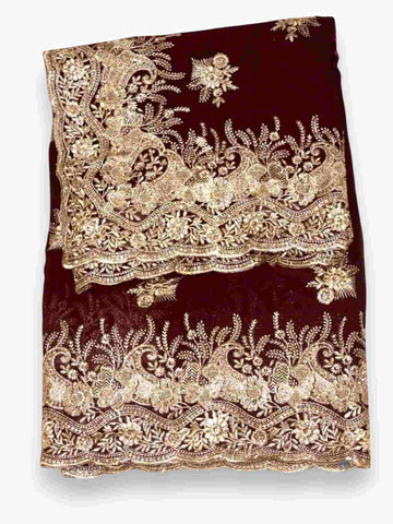 Jiarah Floral Embroidery Thread Work Georgette Bridal Saree