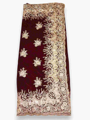 Jiarah Floral Embroidery Thread Work Georgette Bridal Saree
