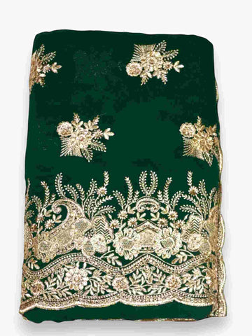 Jiarah Floral Embroidery Thread Work Georgette Bridal Saree