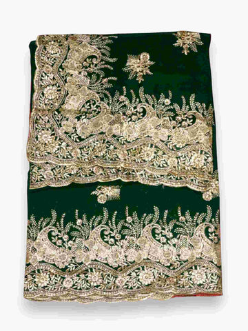 Jiarah Floral Embroidery Thread Work Georgette Bridal Saree