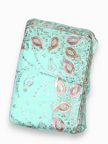Jiarah Bridal Embroidery Thread Chiffon Saree