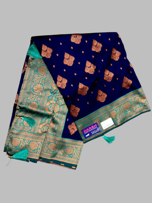 Jiarah Premium Floral Woven Banarasi Silk Saree