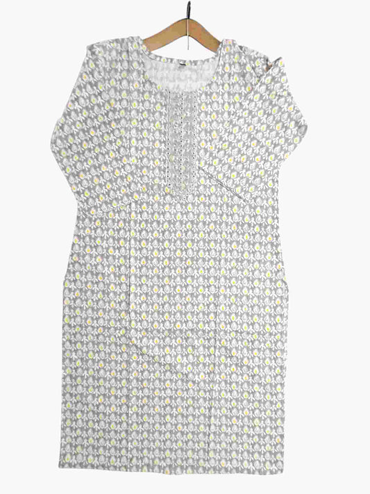 Jiarah Cotton Ikat Print Straight Kurta Palazzo Set
