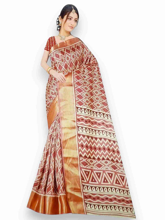 Jiarah Geometrical Woven Silk Cotton Saree