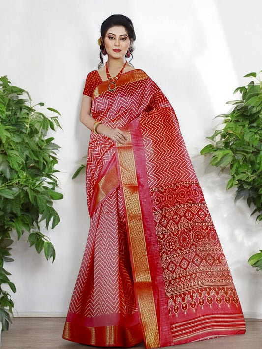 Jiarah Lehriya Woven Silk Cotton Saree