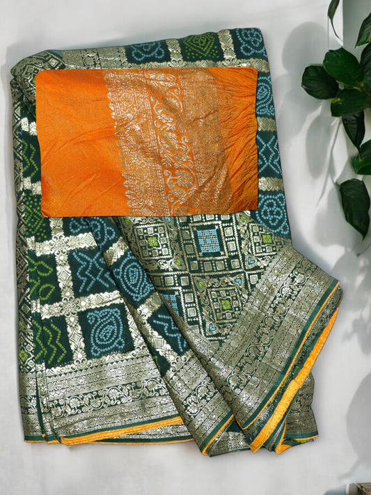 Jiarah Patola Bandhani Khadi Silk Saree