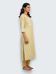 Jiarah Cotton Mirror Work Straight Kurta Palazzo Set