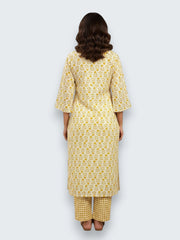 Jiarah Cotton Mirror Work Straight Kurta Palazzo Set