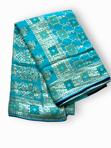 Jiarah Bandhej Patola Minakari Work Silk Saree