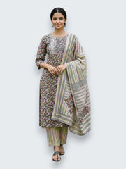 Jiarah Sequins Work Abstract Straight Kurta Pant Set with Dupatta