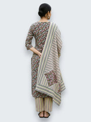 Jiarah Sequins Work Abstract Straight Kurta Pant Set with Dupatta