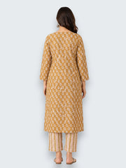 Jiarah Cotton Mirror Work Straight Kurta Palazzo Set