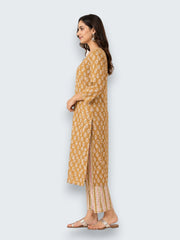 Jiarah Cotton Mirror Work Straight Kurta Palazzo Set