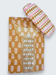 Jiarah Cotton Mirror Work Straight Kurta Palazzo Set