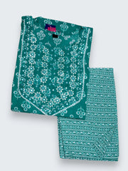Jiarah Mirror Work Cotton A-line Kurta Palazzo Set