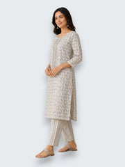 Jiarah Cotton Mirror Work Straight Kurta Palazzo Set