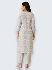 Jiarah Cotton Mirror Work Straight Kurta Palazzo Set