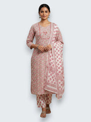 Jiarah Sequins Work Abstract Straight Kurta Pant Set with Dupatta