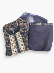 Jiarah Abstract Foil Print Handwork Rayon Kurta Pant Set with Dupatta