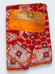 Jiarah Bandhej Patola Minakari Work Silk Saree