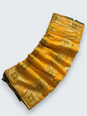 Jiarah Bandhej Patola Minakari Work Silk Saree