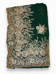 Jiarah Floral Embroidery Thread Work Georgette Bridal Saree