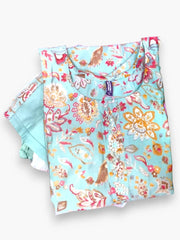 Jiarah Handwork Abstract Foil Print Muslin Light Blue Kurta Pant Set with Dupatta