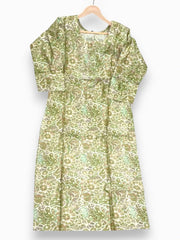 Jiarah Handwork Abstract Foil Print Muslin Light Green Kurta Pant Set with Dupatta