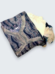 Jiarah Leheriya Foil Printed Sequins Work Paneled Kurta Pant Set With Dupatta