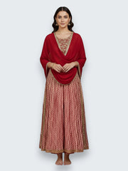 Jiarah Lehriya Print Rayon Flared Kurta Set with Dupatta