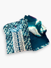 Jiarah Mirror Thread Work Cotton Print Kurta Pant Set with Dupatta