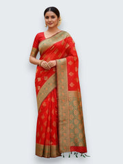 Jiarah Premium Floral Woven Banarasi Silk Saree