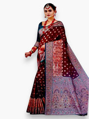 Jiarah Premium Floral Woven Silk Saree