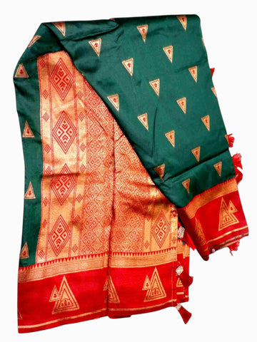 Jiarah Premium South Silk Saree Green