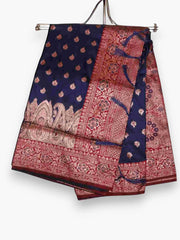 Jiarah Premium Woven Silk Saree Blue