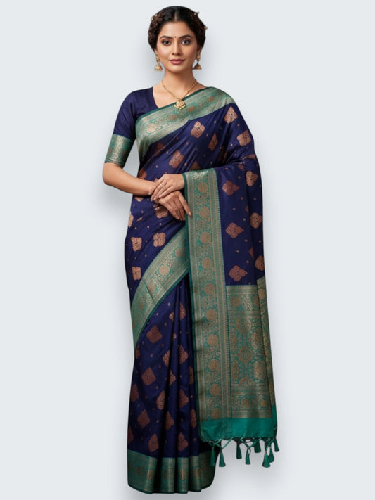 Jiarah Premium Floral Woven Banarasi Silk Saree