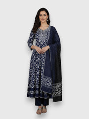 Jiarah Pure Cotton Floral Anarkali Kurta Set with Dupatta Jiarah
